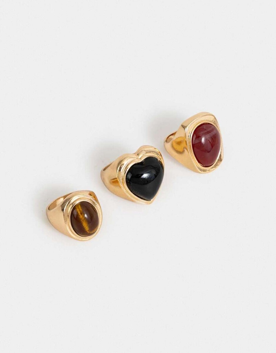 Sets Anillos Piedra - Dorado 