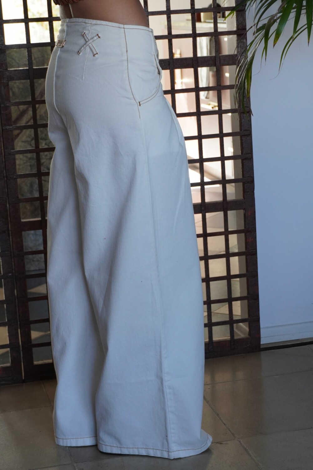 Cross Pants Vaquero Blanco