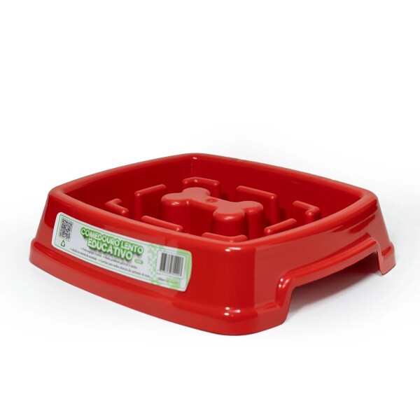 Plato Comedero Come Lento Perros Gatos Mascotas Plastico Color Variante Rojo