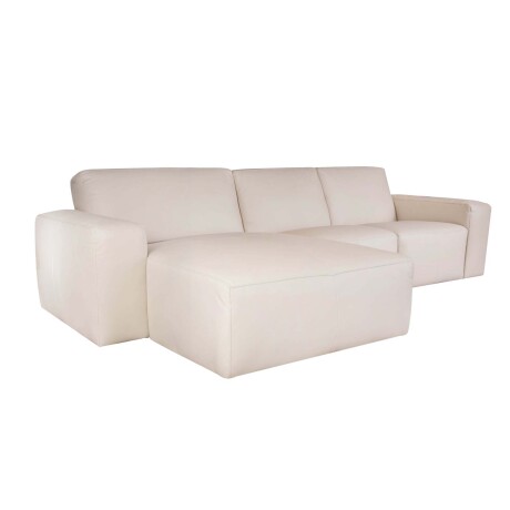 SOFA CON CHAISE MÁS DE 4 CUERPOS CUERO-Y-MADERA NATURAL-BEIGE LOFT ARENA