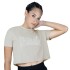 CROP TOP FEM POLY/VISC/SPX EVERLAST LOGO KHAKI S KH