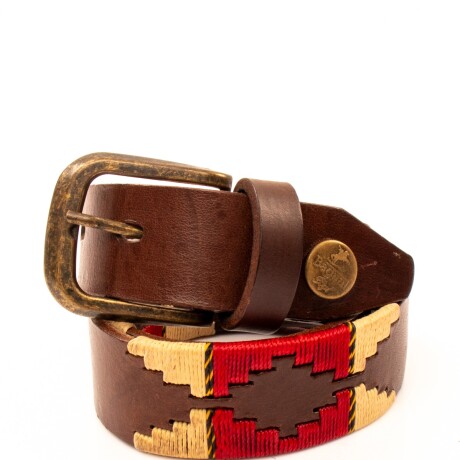 Cinto Cuero Bordado Marron C3
