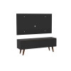 Rack TV mueble Lumax + panel rústico con estantes 55” Negro/Negro