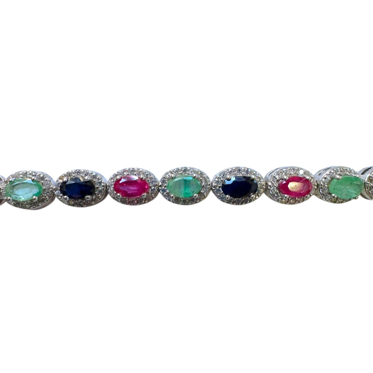 Pulsera oval - Plata 925 - piedra zirconia - piedra zafiro - piedra esmeralda - piedra rubí - PU3898 - conpiedra 