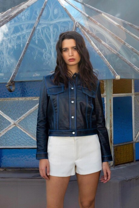 Jeanera de cuero Minerva Azul