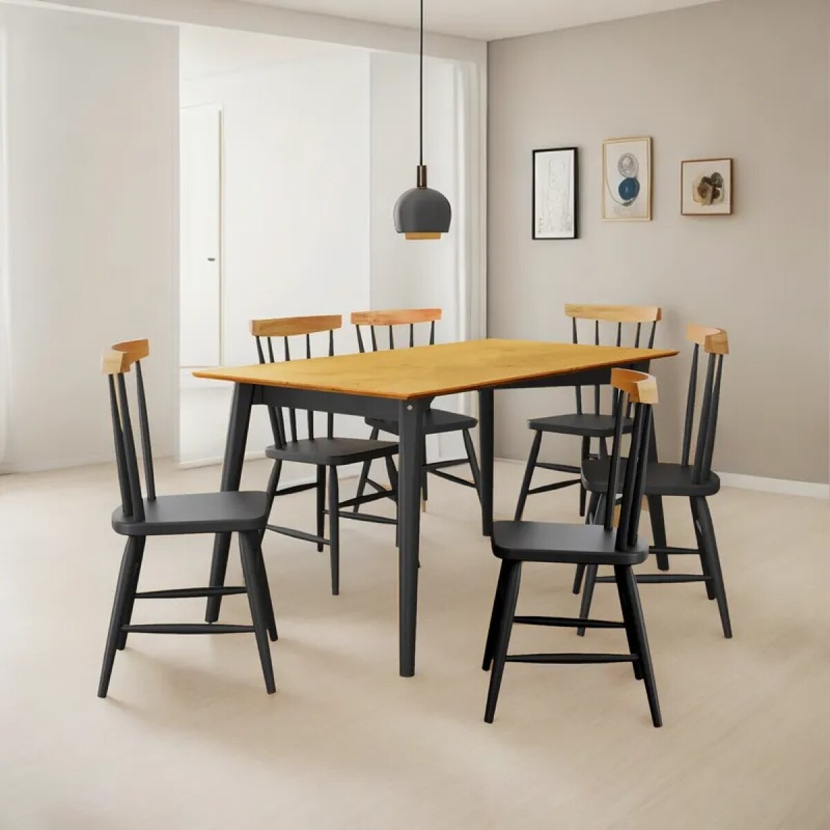 Juego de comedor 6 Sillas - Udine - Ebano 