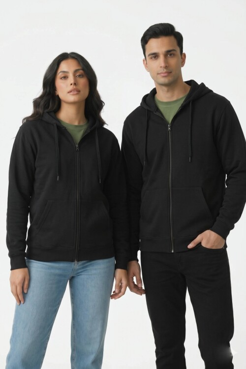 Campera deportiva clásica con capucha - UNISEX NEGRO