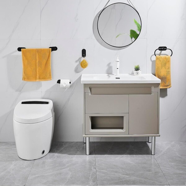 Set Accesorios De Baño Rollo Toalla Percha Juego 4 Piezas Adhesivo Acero Inoxidable Imback Color Negro Set Accesorios De Baño Rollo Toalla Percha Juego 4 Piezas Adhesivo Acero Inoxidable Imback Color Negro