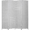 Biombo Boho Nhome 4 Paneles Madera Ratán Clásico Blanco y negro