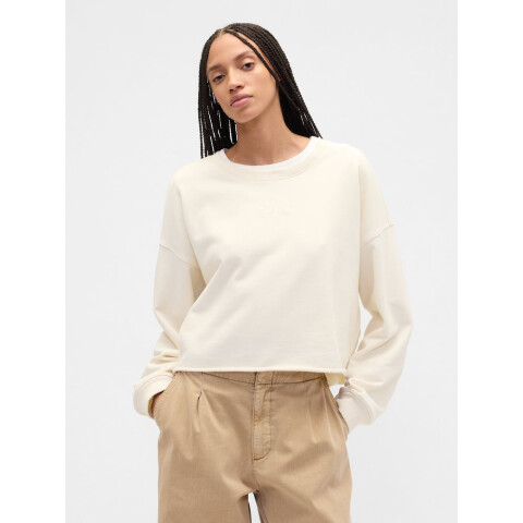 JPN CUTOFF CROP CREW WHITE SAIL