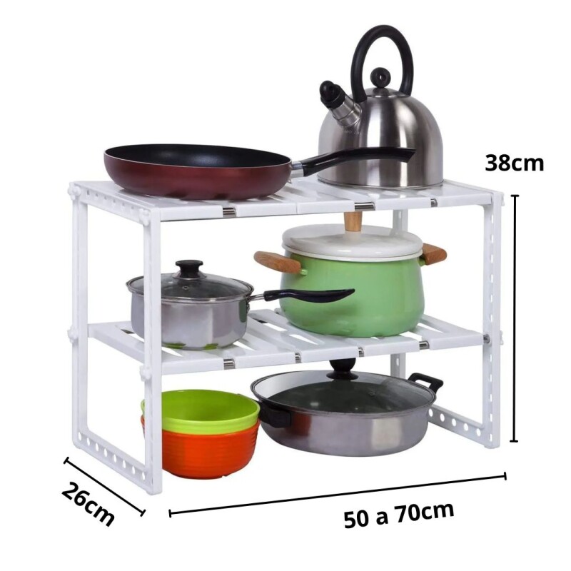 Estante Organizador Cocina 2 Niveles Ajustable Expendible Blanco Estante Organizador Cocina 2 Niveles Ajustable Expendible Blanco