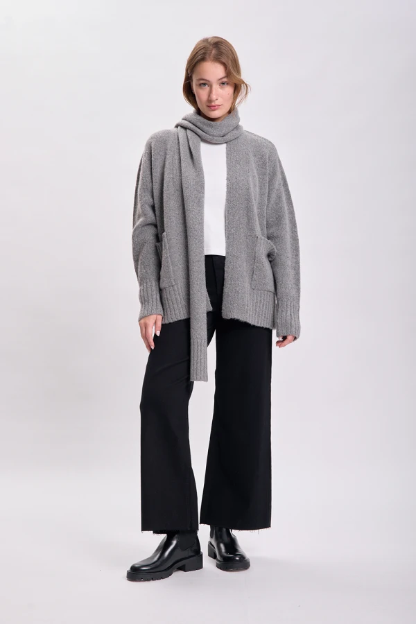 Cardigan punto lazo Gris Claro