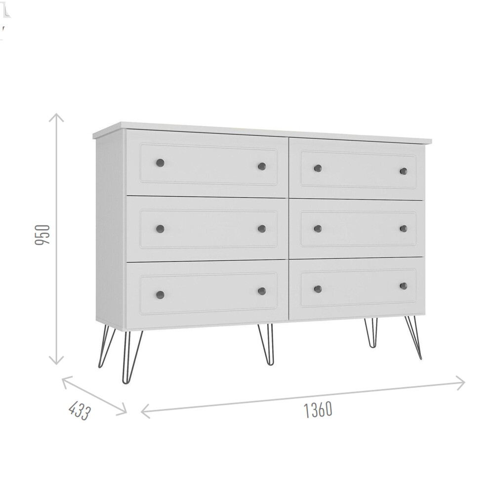 Cómoda Americana PLUS - 6 cajones Blanco