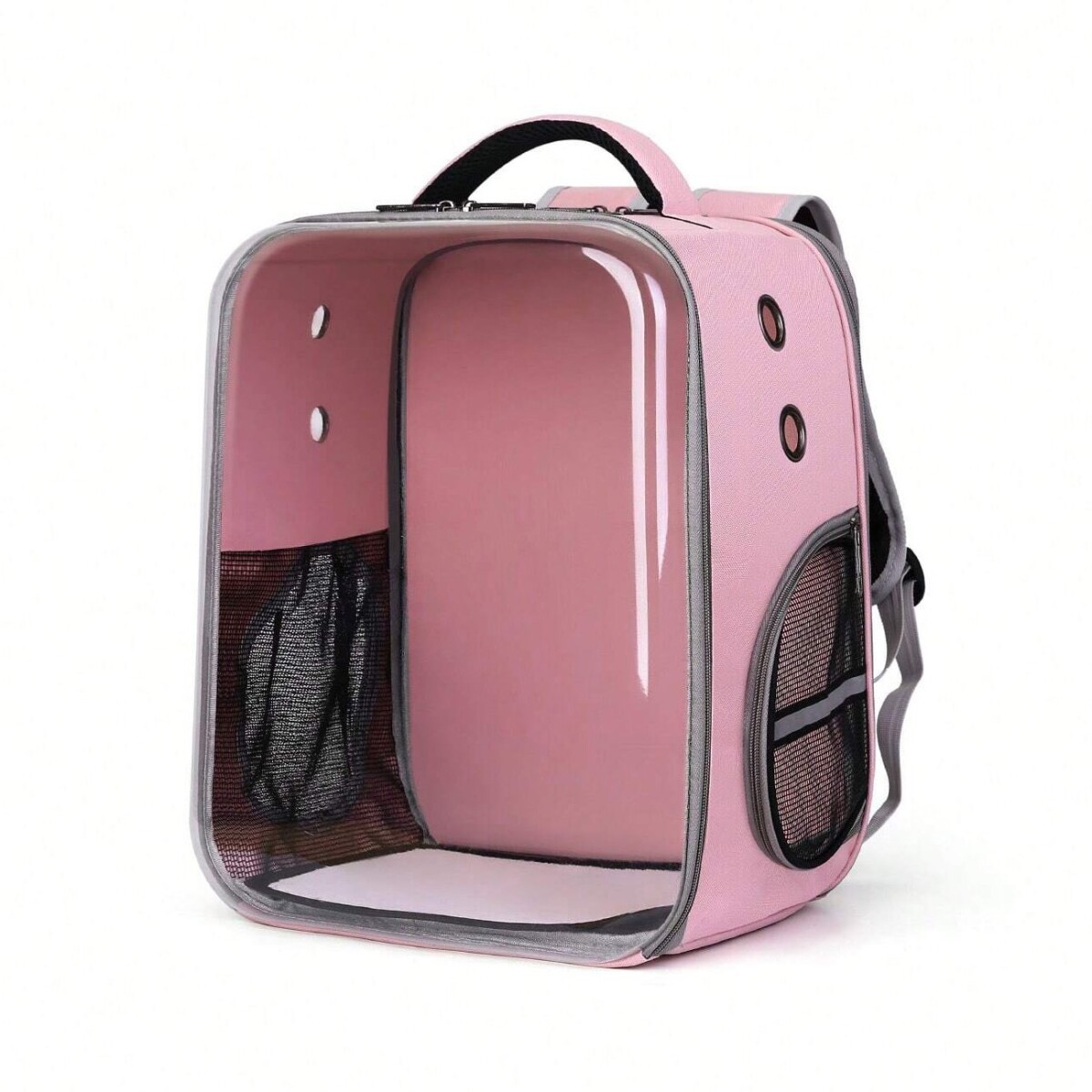 Mochila Transparente Rectangular Perro Gato Animal Premium - Color Variante Rosa 