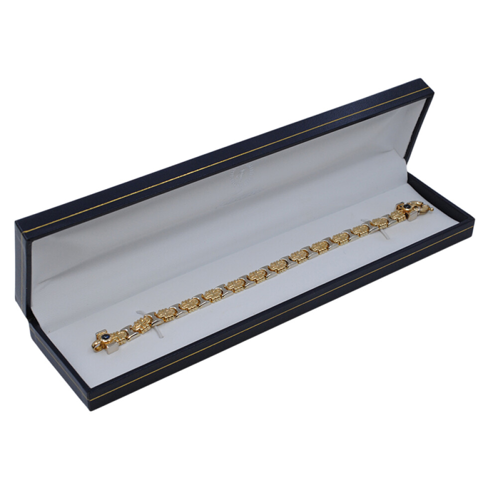 Pulsera en oro 18k combinada en 2 tonos con zafiros cabujón Pulsera en oro 18k combinada en 2 tonos con zafiros cabujón