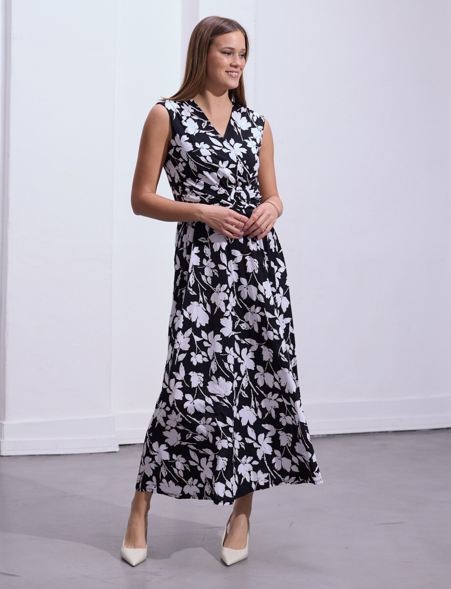 Vestido Maxi Hebilla Cruzado - Negro/crudo 
