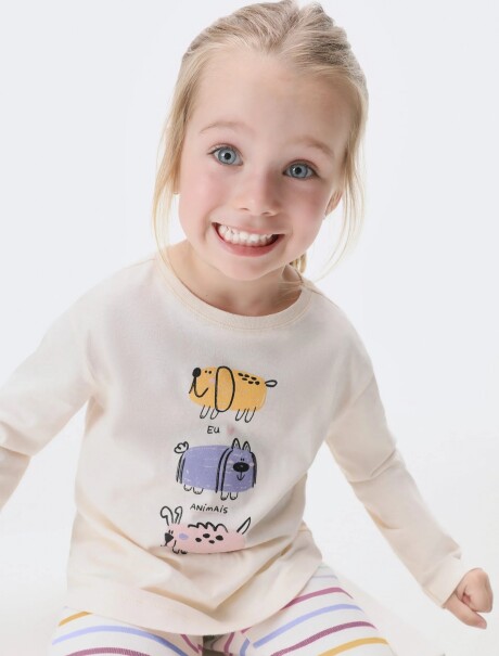 CAMISETA INFANTIL CON ESTAMPA BEIGE