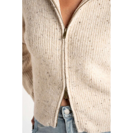 Cardigan Lana Cierre Beige Melange
