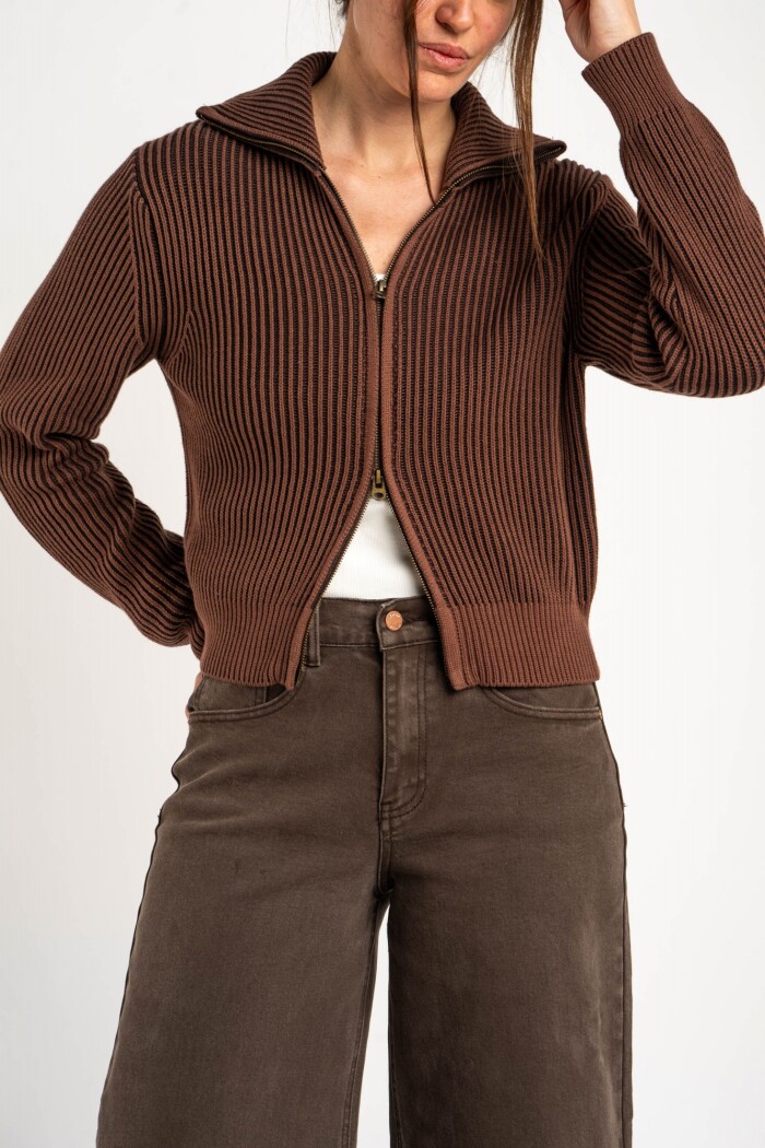 Campera Tejida Algodón Chocolate