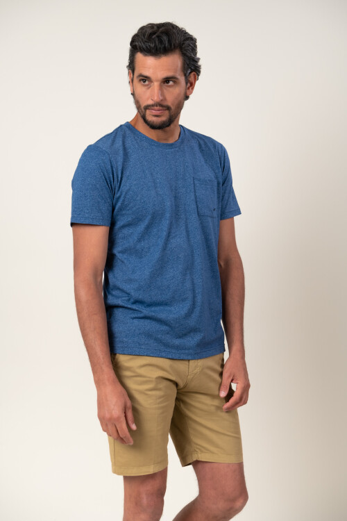 T-Shirt con bolsillo y logo Azul melange