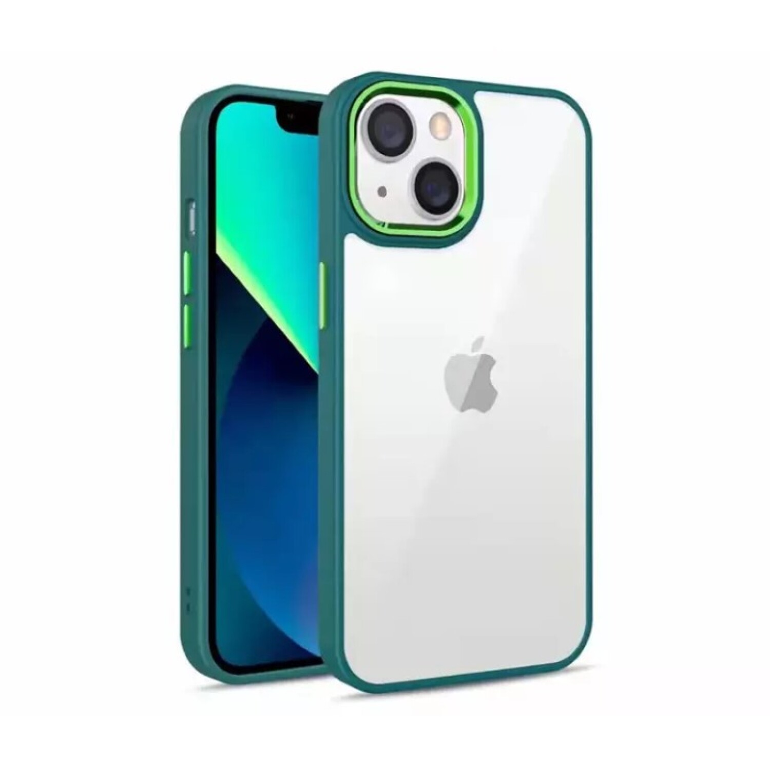 Funda iPhone 13 Pro con borde de TPU (verde/transparente) 