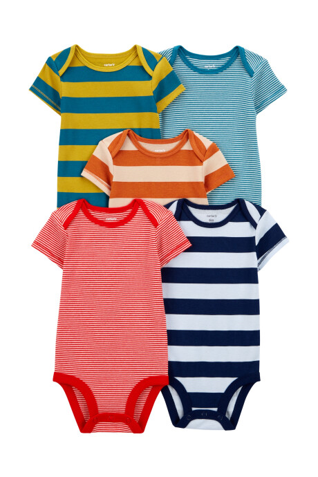 Pack cinco bodies de algodón diseño a rayas Sin color