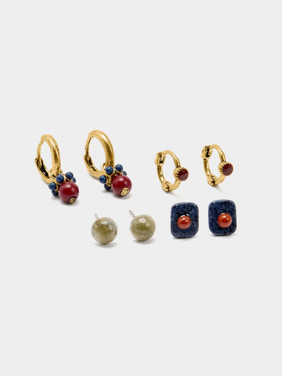 Set De Pendientes Con Piedras multicolor