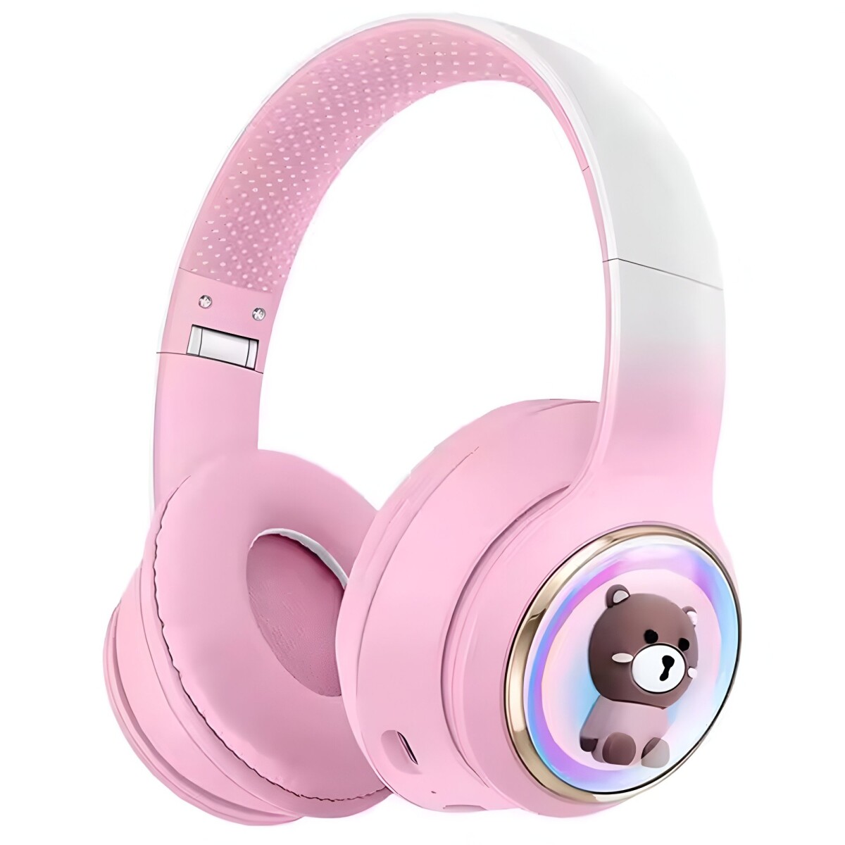 Auriculares Vincha Bluetooth Inalambricos Luces Microfono - Variante Diseño Oso Rosa 