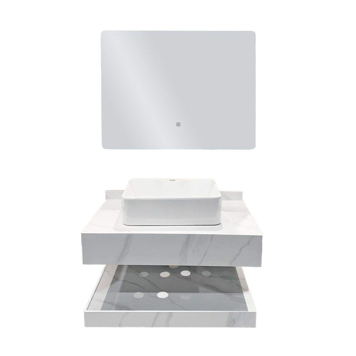 Conjunto De Baño Habitare Modelo Ns1001-80t / Mueble + Bacha + Espejo Con Luz 