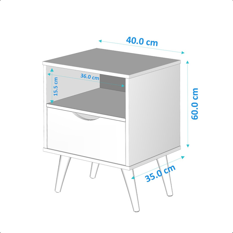 Mesa De Luz Dormitorio Nórdica 1 Cajón Grecia Beige