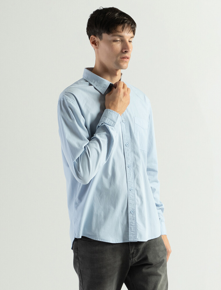 Camisa Algodón Texas Celeste