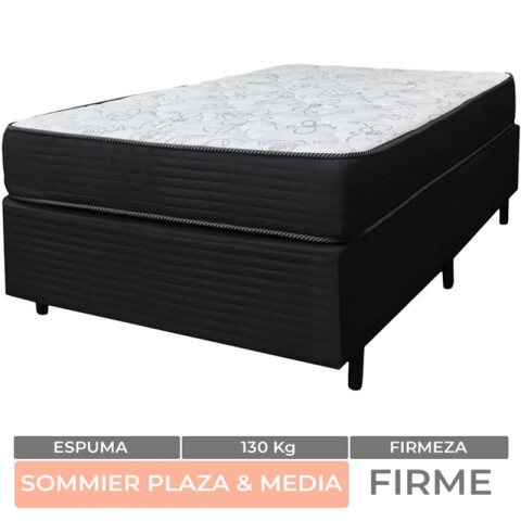 Sommier 1 Plaza y Media Box y Colchón Mulata Firm Reversible 100% Espuma 110 x 188 x 20 cm - 130 Kg Sommier 1 Plaza y Media Box y Colchón Mulata Firm Reversible 100% Espuma 110 x 188 x 20 cm - 130 Kg