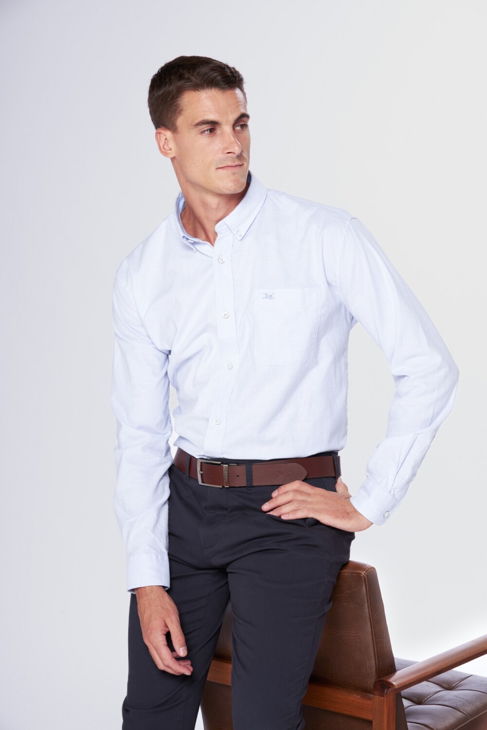 CAMISA OXFORD Celeste