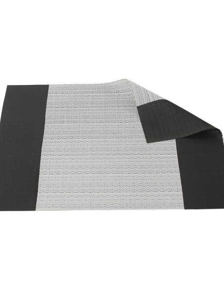 INDIVIDUAL PVC 40x30CM NEGRO FRANJA GRIS INDIVIDUAL PVC 40x30CM NEGRO FRANJA GRIS