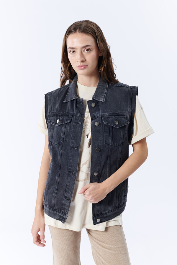 Chaleco Jean Gris Oscuro