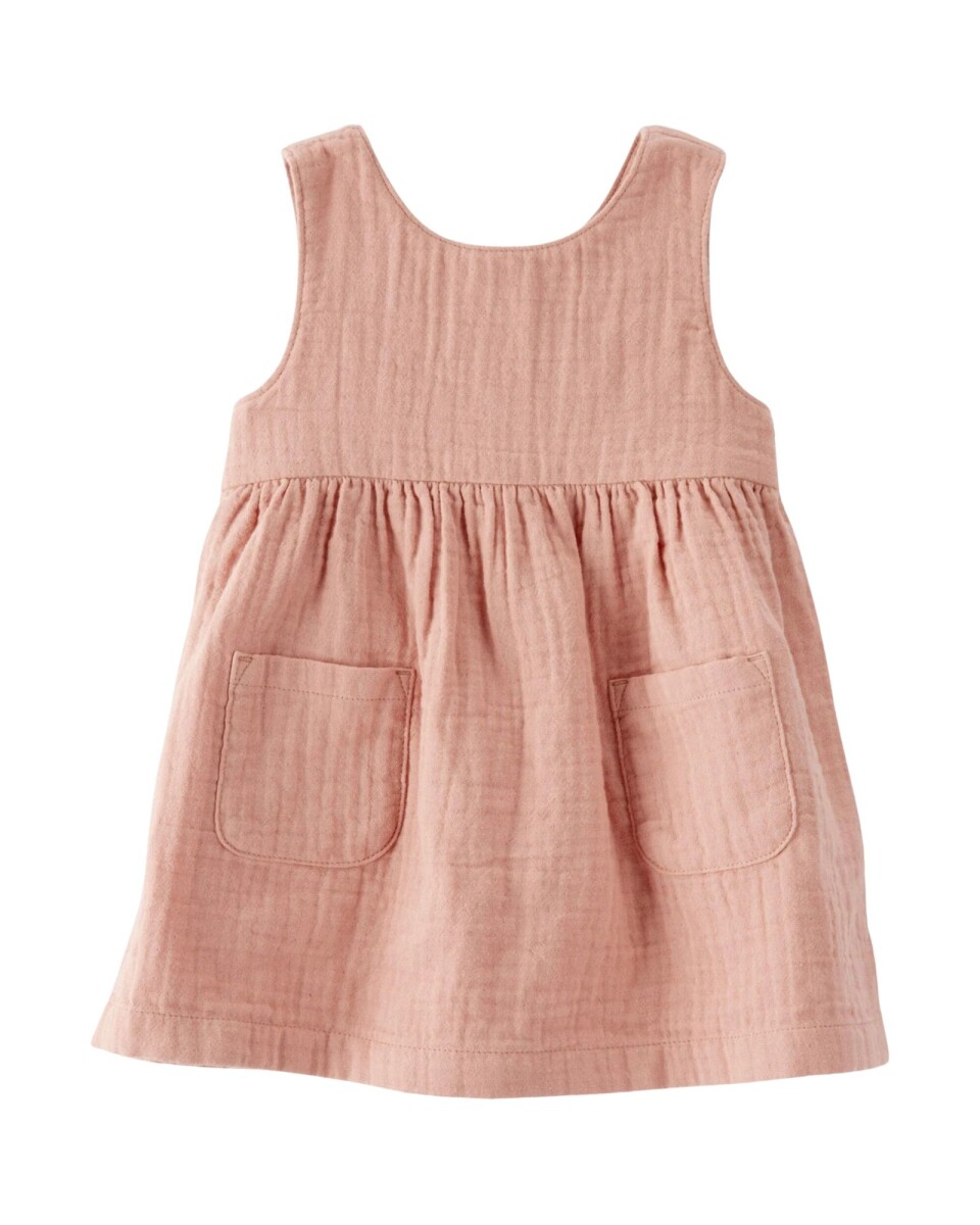 Vestido solera de gasa de algodón orgánico, rosado 