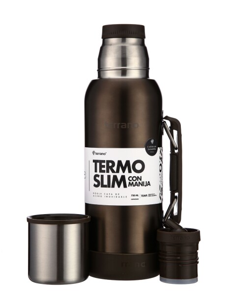 Termo Slim 750mL. con Base Silicona Marrón Metalizado