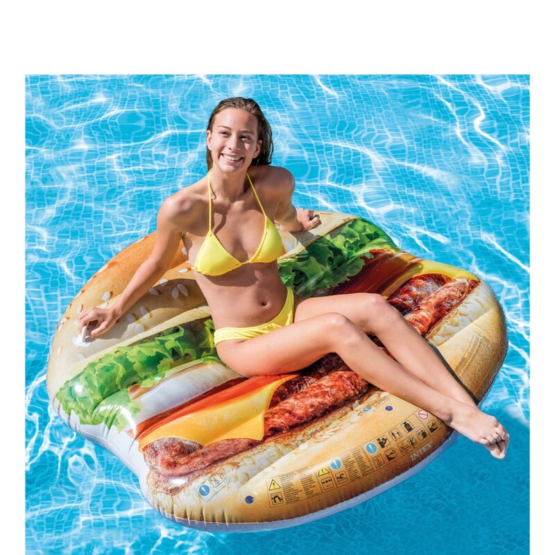 INTEX ESTERA FLOTANTE HAMBURGUESA IMPRESIÓN REALISTICA 145CM X 142 CMS Intex Estera Flotante Hamburguesa Impresión Realistica 145cm X 142 Cms