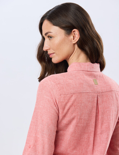 CAMISA LISA DE LINO Ladrillo