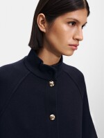 Poncho De Punto De Cuello Alto azul-marino