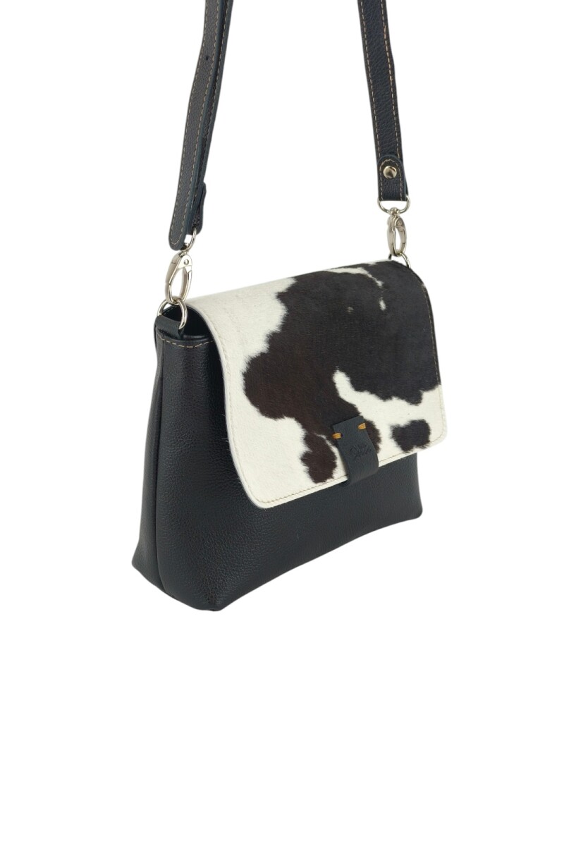 Morral con solapa combinado Negro