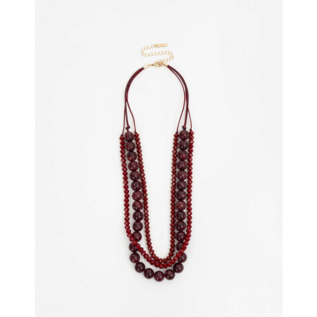 Collar Corto Layer Beads Rojo Medio