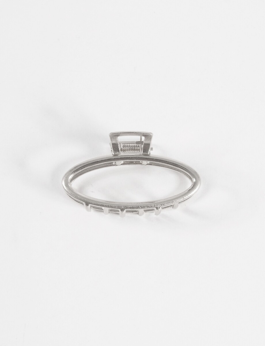 Broche ovalado metálico - plateado 