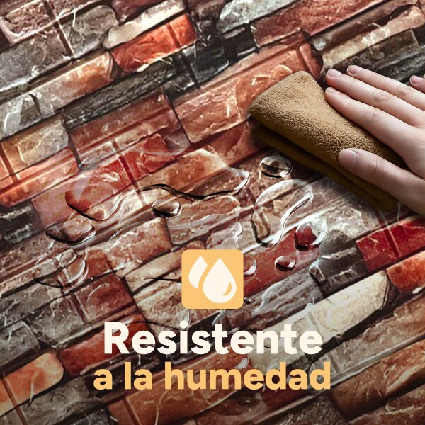 Revestimiento Pared Adhesivo 3d Piedra Ladrillo 20 Mts x 0,70 Mts Variante Color Rojo Ladrillo