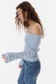 Sweater Oasis Celeste con blanco