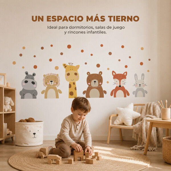 Vinilo Decorativo Infantil Animales de la Selva 60 x 30 cm Marrón 1