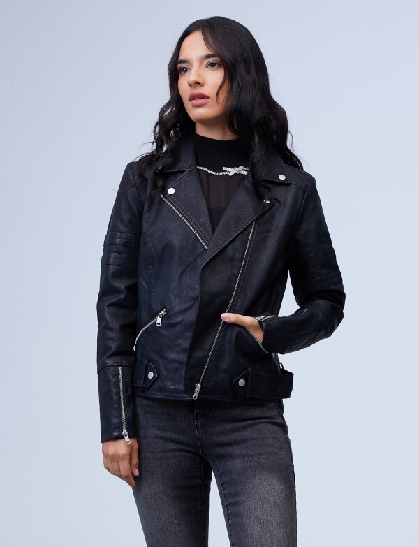 Camperita Eco Cuero Zip NEGRO