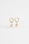 Aros acero estrella strass dorado