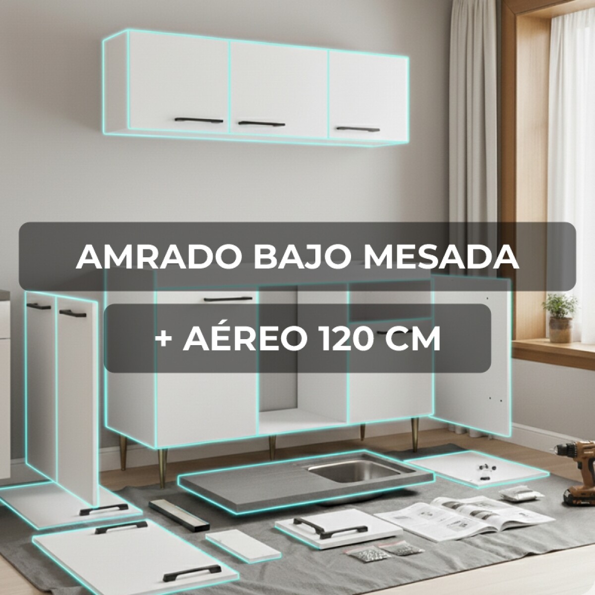 Armado de mueble ARMADO BAJO MESADA + AÉREO 120 CM | Técnico Certificado Mulata 