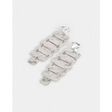 Aros Colgantes Largos Metal diferenciado Plateado Plata Cepillada